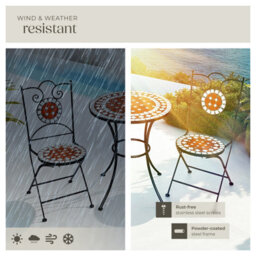 Tectake Bistro Set Outdoor Patio Garden Furniture Mosaic Table And 2 Chairs Metal - Brown - 1 - thumbnail 7