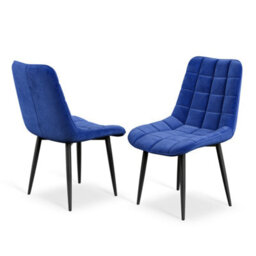 More4Homes Set Of 8 Nova Modern Velvet Dining Chair Padded Seat Metal Legs Kitchen (Blue) - thumbnail 5