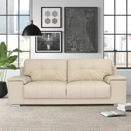 Furniture in Fashion Kensington Faux Leather 3 Seater Sofa In Ivory - thumbnail 4