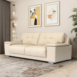 Furniture in Fashion Kensington Faux Leather 3 Seater Sofa In Ivory - thumbnail 6