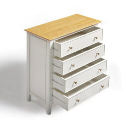 Furniturebox Uk Belle Oak Wood And Cream Chest Of Drawers - thumbnail 4