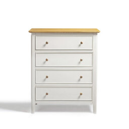Furniturebox Uk Belle Oak Wood And Cream Chest Of Drawers - thumbnail 3