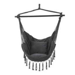 Thehotsale Dark Grey Garden Hanging Canvas Hammock Swing Chair With Cozy Seat & Back Cushion Out/indoor - thumbnail 2