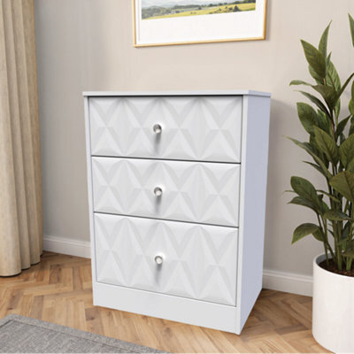Genoa Ready Assembled Matt White No Effect 3 Drawer Deep Chest (H)791mm (W)746mm (D)395mm - image 1
