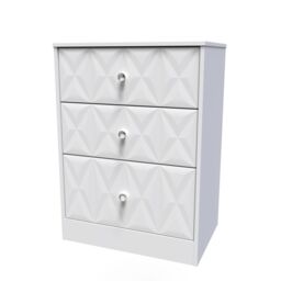 Genoa Ready Assembled Matt White No Effect 3 Drawer Deep Chest (H)791mm (W)746mm (D)395mm - thumbnail 2
