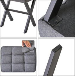 Oira Makeup Stool With X Leg, Linen Vanity Chair, Dark Gray Footrest Ottoman Seat Multi Use Small Side Table - thumbnail 7