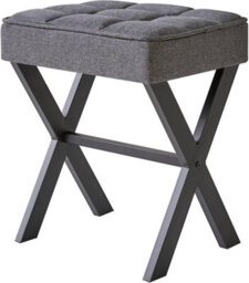 Oira Makeup Stool With X Leg, Linen Vanity Chair, Dark Gray Footrest Ottoman Seat Multi Use Small Side Table - thumbnail 1