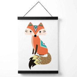 Artze Wall Art Orange Fox Tribal Animal Art Print With Black Frame Size: A4 - thumbnail 1