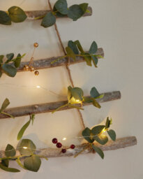 Dibor Pre-Lit Birch Wall Hanging Christmas Tree Ladder, 85 X 64 Cm, Warm White Led - thumbnail 3
