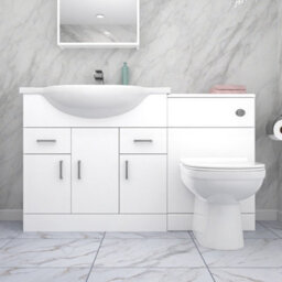 Nes Home 1350mm Floor Standing  White Cabinet, Wc Unit & Btw Toilet - thumbnail 2