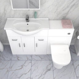 Nes Home 1350mm Floor Standing  White Cabinet, Wc Unit & Btw Toilet - thumbnail 3