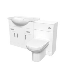 Nes Home 1350mm Floor Standing  White Cabinet, Wc Unit & Btw Toilet - thumbnail 6