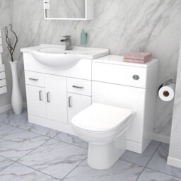 Nes Home 1350mm Floor Standing  White Cabinet, Wc Unit & Btw Toilet - thumbnail 1