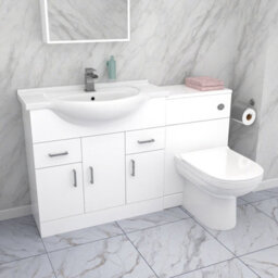 Nes Home 1350mm Floor Standing  White Cabinet, Wc Unit & Btw Toilet - thumbnail 5