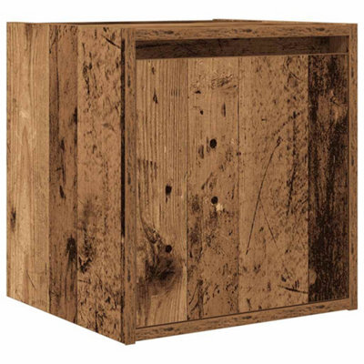 Berkfield Durable Wall-Mounted Bedside Cabinet Old Wood 38X34X40 Cm