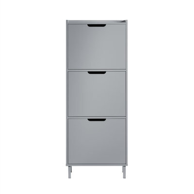 Sobuy Fsr151-H-Hg,shoe Storage Cabinet Organizer Unit With 3 Flip Drawers Grey,w50.3Xd19Xh129 - image 1