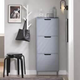 Sobuy Fsr151-H-Hg,shoe Storage Cabinet Organizer Unit With 3 Flip Drawers Grey,w50.3Xd19Xh129 - thumbnail 2