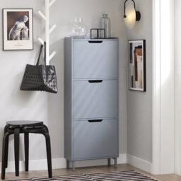 Sobuy Fsr151-H-Hg,shoe Storage Cabinet Organizer Unit With 3 Flip Drawers Grey,w50.3Xd19Xh129 - thumbnail 9