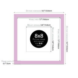 "8X8"" Lilac Picture Frame - 8X8"" Square Frame With 6X6"" Mount For 8X8""/6X6"" Pictures Moderrn Style Thin Edge, 1 Pack" - thumbnail 2