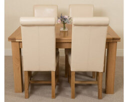 That's Furniture Richmond 140Cm - 220Cm Oak Extending Dining Table And 4 Chairs Dining Set With Washington Ivory Leather Chairs - thumbnail 2