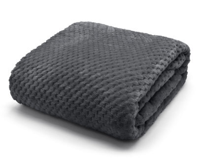 Homes & Linen Waffle Luxury Flannel Fleece Throw Blanket Sofa Couch Waffle Teddy Soft All Seasons Bed Throw Blanket 150X200Cm