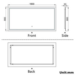 Probaty Bathrooms Bathroom 3 Colors Dimmable Led Mirror 1600X800mm With Anti-Fog Ip44,wall Mounted Touch Switch Backlit Vanity Mirror - thumbnail 9