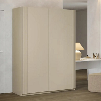Arte Beige Sliding Door Wardrobe 150Cm - Contemporary Storage With Shelves & Hanging Rail - image 1