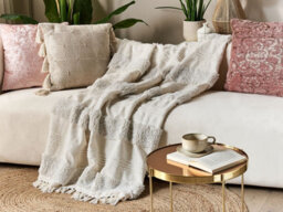 Beliani Blanket Raebareli Cotton 130 X 180 Cm Light Beige - thumbnail 2