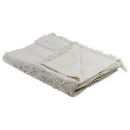 Beliani Blanket Raebareli Cotton 130 X 180 Cm Light Beige