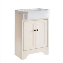 Homestylestore Antique White 570mm Bathroom Vanity Unit And Round Black Handles - thumbnail 1