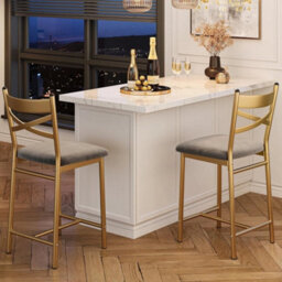Metal Frame Bar Stools Set Of 2 Bar Chairs Backrest Footrest Tall Kitchen Chairs - thumbnail 4