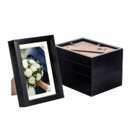 "Nicola Spring 5 X 7"" Photo Frames - Black/ivory Mount - 3D Picture Frame Box Portrait Display Case (20 X 15.5Cm) Set Of 5" - thumbnail 1