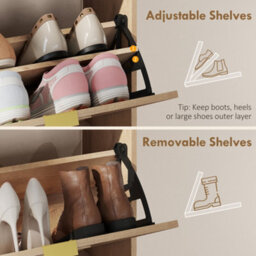 Homcom Narrow Shoe Cabinet With 2 Flip Drawers, Modern Shoe Storage Cabinet - thumbnail 5