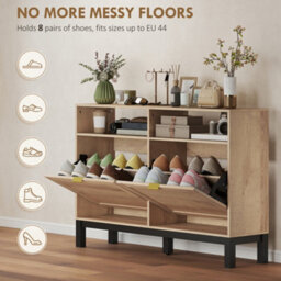 Homcom Narrow Shoe Cabinet With 2 Flip Drawers, Modern Shoe Storage Cabinet - thumbnail 4