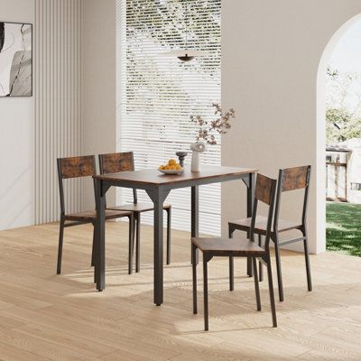 Living And Home 5-Piece Dark Brown Dining Table And Chairs Set - image 1