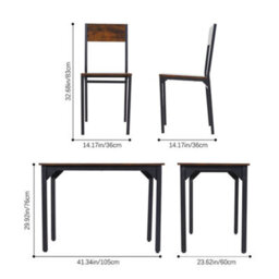 Living And Home 5-Piece Dark Brown Dining Table And Chairs Set - thumbnail 6