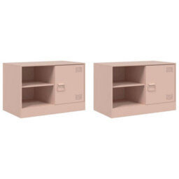 Berkfield Tv Cabinets 2 Pcs Pink 67X39X44 Cm Steel - thumbnail 2