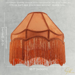 Happy Homewares Traditional Victorian Empire 40Cm Lamp Shade In Ochre With Tassels - thumbnail 7