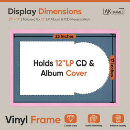 "AK Frames 25X17"" Pink Classic Vinyl Record Frame With Pompadour Mount For 12 Inch Lp Cover & Disc - Overlapped Design" - thumbnail 2