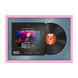 "AK Frames 25X17"" Pink Classic Vinyl Record Frame With Pompadour Mount For 12 Inch Lp Cover & Disc - Overlapped Design"