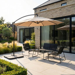 Jack Stonehouse 3M Banana Cantilever Hanging Parasol For Garden Patio - Beige - thumbnail 1