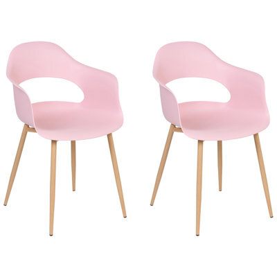 Beliani Set Of 2 Dining Chairs Utica Pink - image 1