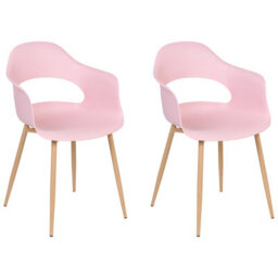 Beliani Set Of 2 Dining Chairs Utica Pink - thumbnail 1