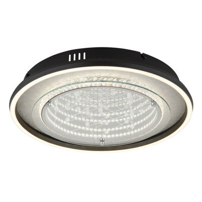Luminosa Lighting Luminosa Mirrora 40Cm Semi Flush Ceiling Light Matt Black, Glass Mirror Led 3000/4000/6000K - image 1