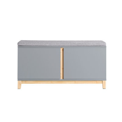 Sobuy Fsr117-Hg, Hallway Storage Bench Shoe Bench Shoe Rack Shoe Cabinet With 2 Doors And Seat Cushion, Grey,w90Xd34Xh46 - image 1