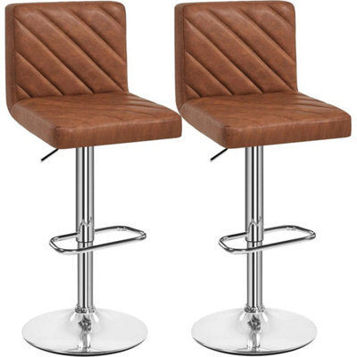 Elegant Height Adjustable Swivel Bar Stools Set Of 2 In Retro Brown Finish - image 1
