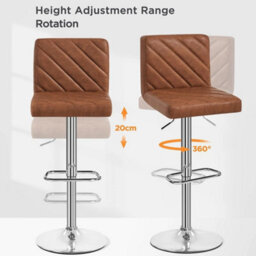 Elegant Height Adjustable Swivel Bar Stools Set Of 2 In Retro Brown Finish - thumbnail 5
