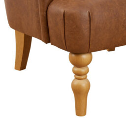 The Furniture Market Chatsworth Tan Brown Faux Leather Deep Button Upholstered Armchair - Natural Oak Hardwood Legs - Comfortable Foam Cushioning - thumbnail 8