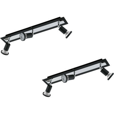 Elegant 2 Pack Black Chrome Wall And Ceiling 3 Spot Lights With Gu10 5W Bulbs - image 1