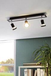 Elegant 2 Pack Black Chrome Wall And Ceiling 3 Spot Lights With Gu10 5W Bulbs - thumbnail 3